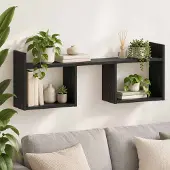 vidaXL Wandplank Zwart eiken 90 x 17 x 32 cm Bewerkt hout