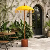 vidaXL Balinese parasol met basis 2 st Geel Katoen