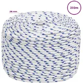 vidaXL Multifunctioneel touw 6 mm 250 m Wit en Blauw PP