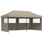 vidaXL Partytent, inklapbaar, pop-up model, met 3 zijpanelen, taupekleurig