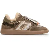 Manfield Groene leren sneakers met suède details | Maat 39