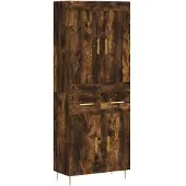 vidaXL Hoge kast 69,5x34x180 cm bewerkt hout gerookt eikenkleurig