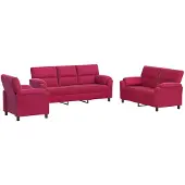 vidaXL Bankstel 3 pcs Wijnrood fluweel