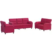 vidaXL Bankstel 3 pcs Wijnrood fluweel