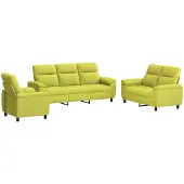 vidaXL Bankstel 3 pcs Lichtgroen Stof