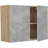 Vicco Glazen keukenkast R-Line, Beton/Goudkleurig Eiken, 80 cm
