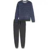 Schiesser Pyjama lang ' Casual Nightwear ' blauw denim / grijs