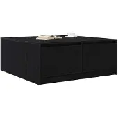 vidaXL Salontafel met lades 100x100x40 cm zwart eikenkleurig