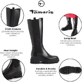 Tamaris dames zwarte leren kniehoge plateauhak lange laarzen - 25608-41