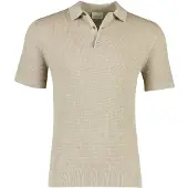 Profuomo Beige poloshirt met structuur