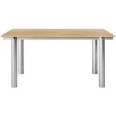 Ferm Living Atura eettafel Brushed stainless steel-natural oak, 90x160 cm