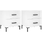 vidaXL Nachtkastjes 2 st 40x35x47,5 cm bewerkt hout hoogglans wit
