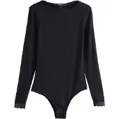 Next - Dames - Thermische basisbody met kanten rand - Zwart