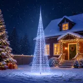 vidaXL Kerstboomverlichting met grondspies en vlaggenmast 500 cm
