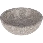 Differnz Boomer Waskom - Opzetwaskom van Marmer - Rond Model - Ø 21 x 12 cm - Grijze Kleur met Natuurlijke Tekening - Geschikt voor Badkamer en Toilet - Inclusief 2 Jaar Garantie