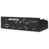 Logilink UA0341: 5,25" multifunctioneel paneel, met een 6-voudige kaartlezer