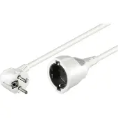 PROCABLE Verlengsnoer | 2 meter (Gehoekt, 3x 1.50 mm², Randaarde, Wit)
