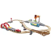 Hape Trein en Zeevracht Set - Houten Speelgoedtrein met Haven en 38 Onderdelen voor Kinderen vanaf 3 Jaar