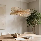 LumenXL Hanglamp Janah met handgevlochten papieren kappen - beige