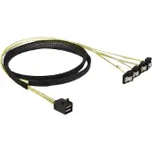 DeLOCK HDD Aansluitkabel [1x Mini-SAS-stekker (SFF-8643) - 4x SATA-bus 7-polig] 1 m Zwart, Geel