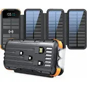 Siltcon Powerbank Solar 30000mAh - 22.5W - 4 Panelen