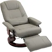 HOMCOM Relaxfauteuil verstelbaar tot 145 graden met voetsteun - Tv-fauteuil - Draaibaar - Grijs