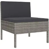 vidaXL 10-delige Loungeset met kussens poly rattan grijs