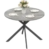 HOMCOM Eettafel voor 4 personen, keukentafel in industriële stijl, grijs