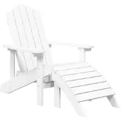 vidaXL Adirondack-tuinstoel met voetenbankje en tafel, HDPE, wit