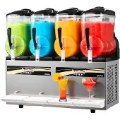 Vevor Slushmachine, 4 x 12 liter, ijsmachine voor slushies, 1650 W (geen ijs nodig), elektrische margarita-machine met automatische reinigingsfunctie