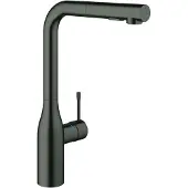 GROHE essence 1-gats keukenkraan met hoge l-uitloop en uittrekbare handdouche 34,8 cm, geborsteld hard graphite