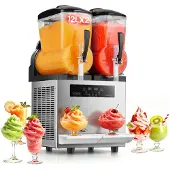 Vevor Commerciële Slush-ijsmachine 12L x 2 Dubbele Tank Bevroren Drankmachine