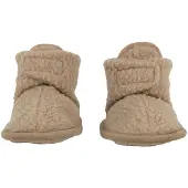 Lodger baby slofjes fleece beige Effen - maat 6-12 mnd