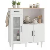HOMCOM dressoir/keukenmeubel met lade, 2 kastjes, open vak en deur