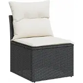 vidaXL 7-delige Loungeset met kussens poly rattan zwart