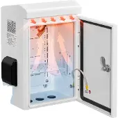 Vevor Waterdichte elektrische behuizing IP65, schakelkast van verzinkt staal met thermostaat, ventilator en regenbescherming, afsluitbare aansluitdoos, outdoor schakelkast, 30 x 20 x 40 cm