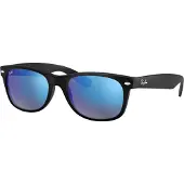 Ray-Ban New Wayfarer RB2132/55 Rubber Black / Grey Mirror Blue
