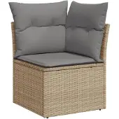 vidaXL 8-delige Loungeset met kussens poly rattan beige