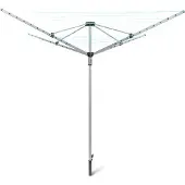 Relaxdays waslijn, 49 meter, afmetingen (hoogte x breedte x diepte): 184x242x242 cm, scheurbestendige touwen, stabiele opstelling met grondpen, geschikt voor de tuin, kleur: zilver