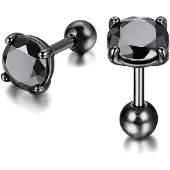 Mendes Heren oorbellen Black Royal King Crown Zwart-7mm