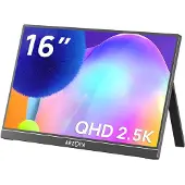 Arzopa Z1RC 16" 2.5K draagbare monitor, 2560 x 1600 QHD IPS-scherm, 123% sRGB, met ingebouwde standaard, USB-C, HDMI, oogcomfort, extern tweede scherm voor Mac, laptop, telefoon, PS4/5, Xbox, Switch