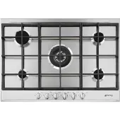 Smeg P272XGH inbouw gaskookplaat 75 cm - 5 kookzones - wokbrander - RVS