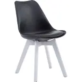 CLP Stoel Borne V2 - kunststof/kunstleer, houten poten, wit - Zwart