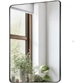 Vevor Wandspiegel, make-upspiegel, badkamerspiegel, 1016 x 762 x 25 mm, rechthoekige spiegel met zwarte frame van aluminiumlegering en Z-vormige beugel