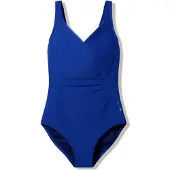 Speedo Shirred Swimsuit Dames - Badpak Dames met Uitneembare Cups - Zwempak Dames met Plooien - Badpak Dames met Verstelbare Bandjes - Blauw - 44