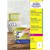 Avery afneembare weerbestendige etiketten formaat 210 x 297 mm (b x h) (b x h) wit doos van 20 etiketten