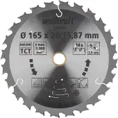 Wolfcraft - Cirkelzaagblad 165 mm - 24 Tanden - 20 / 15,87 mm boring - voor Cirkelzaag - 6344000