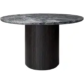 Gubi Moon eettafel rond marble grey, Ø120 cm, bruine/zwartgebeitste voet