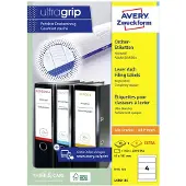 Avery Zweckform AVERY ultragrip Ordnerrugetiket Permanent klevend Breed L4761-25 A4 6,1 x 19,2 cm Wit 25 Vellen à 4 Etiketten