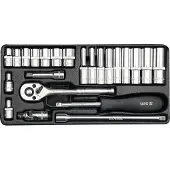 YATO Set van 23 steeksleutels, 1/4 inch, in een metalen koffer